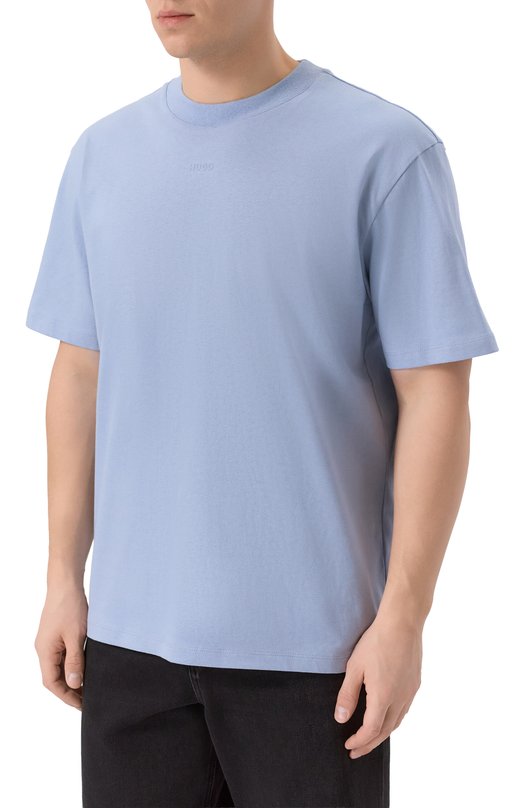 Хлопковая футболка HUGO 50488330 Голубой  50488330 Фото 3