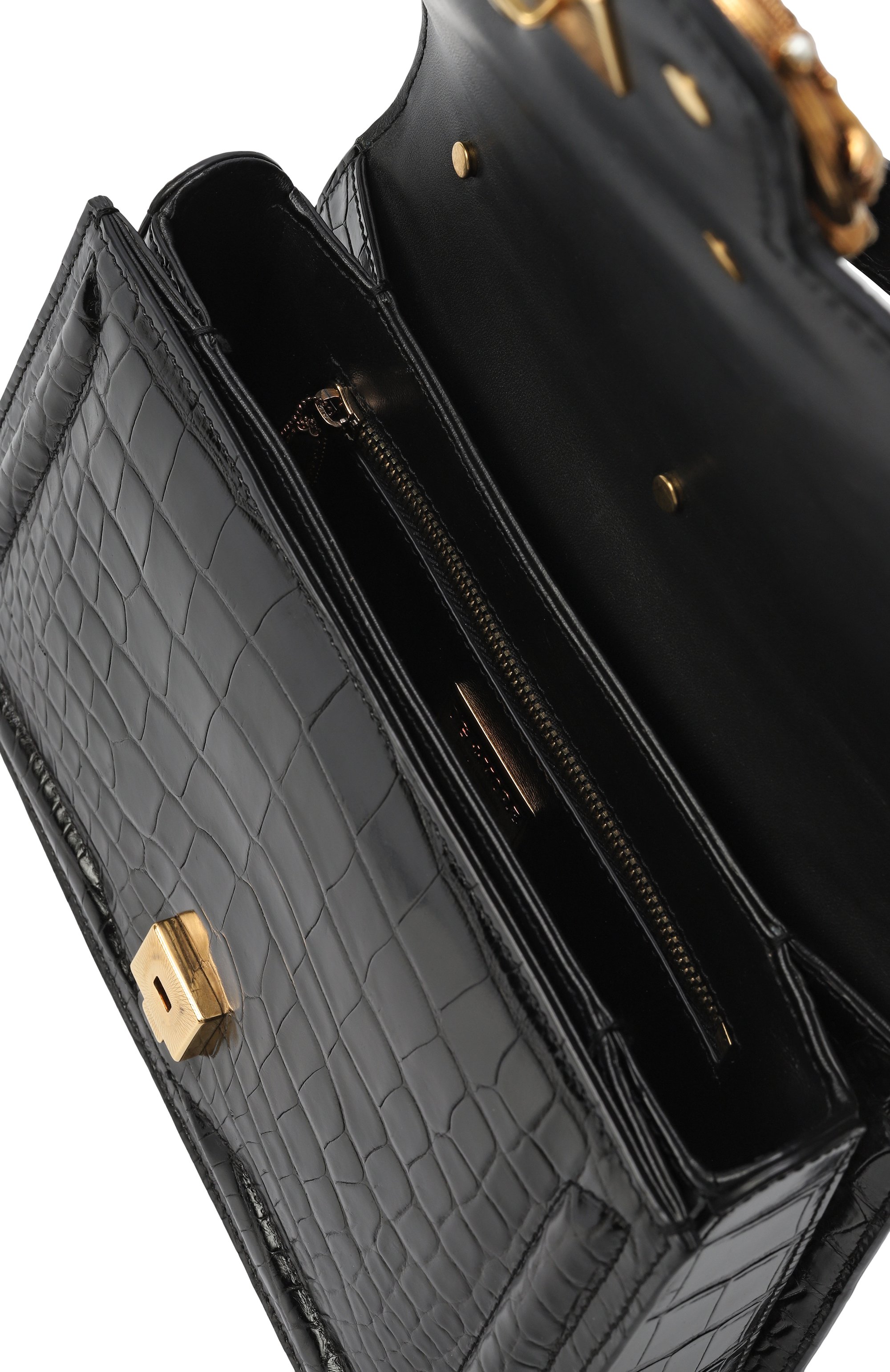 Сумка dg amore из кожи крокодила DOLCE & GABBANA черного цвета по цене 2560000 руб., арт. BB6675/B2DF8/AMIS, фото 5 Сумка dg amore из кожи крокодила DOLCE & GABBANA, арт. BB6675/B2DF8/AMIS, фото 5