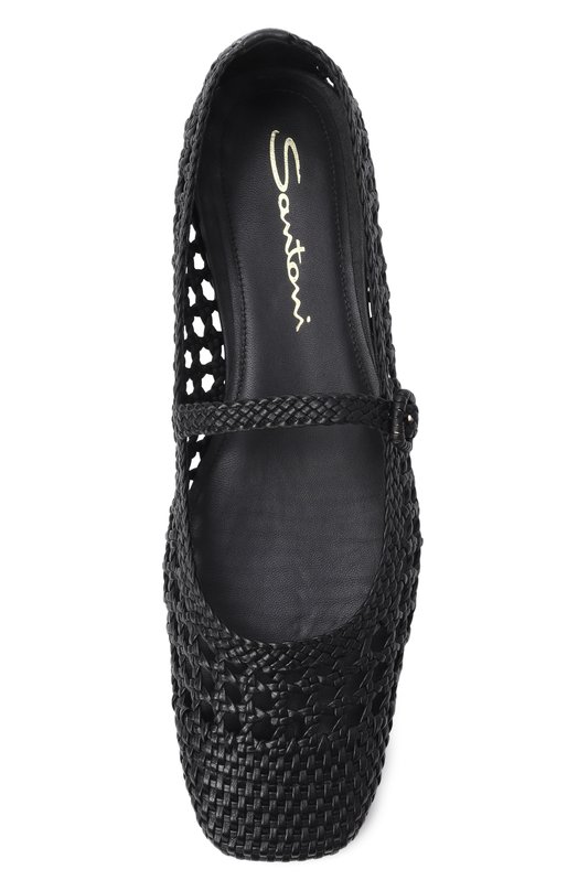 Кожаные балетки Santoni WAMG72160HA1SARX Чёрный  WAMG72160HA1SARX Фото 6