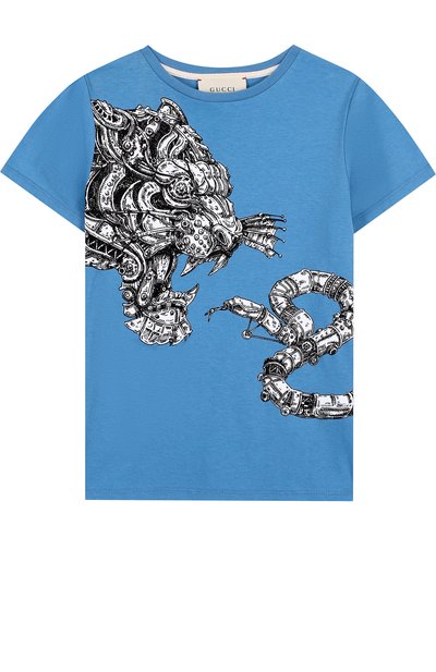 Хлопковая футболка с принтом GUCCI, арт. 498013/X3I64, фото 1