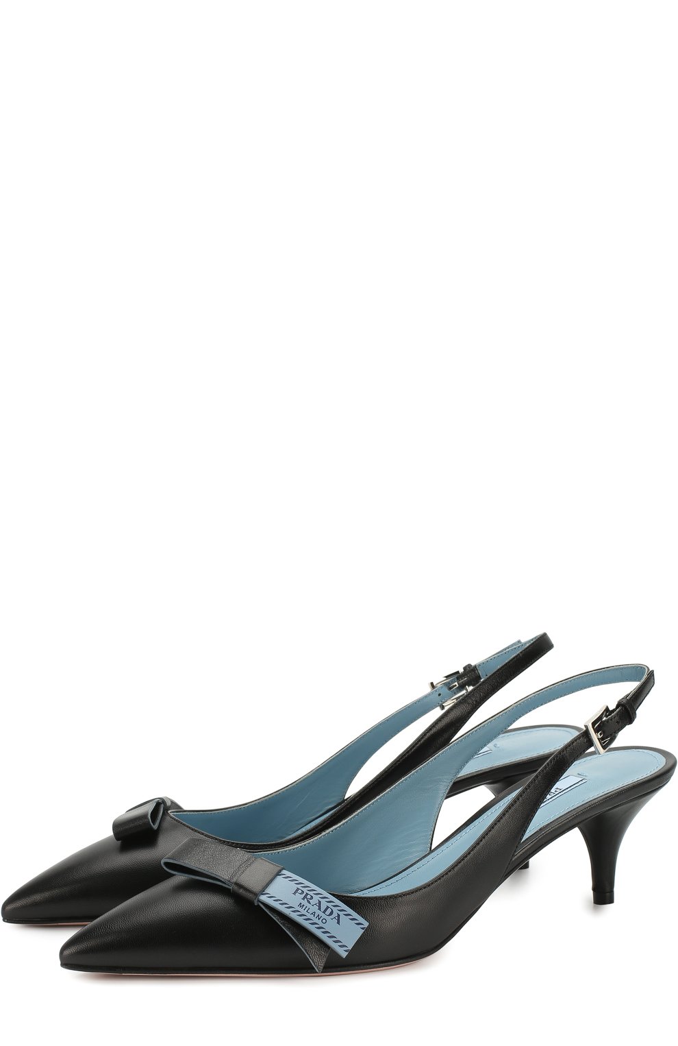 Кожаные туфли с ремешком на каблуке kitten heel PRADA, арт. 1I375I-11-F0002-55, фото 1