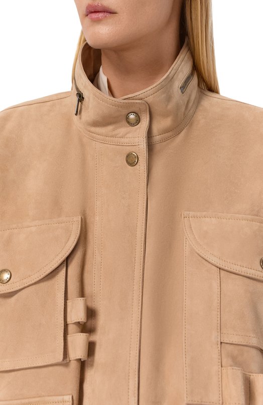 Замшевый бомбер Balmain GF0TFA85/LB12 Бежевый  GF0TFA85/LB12 Фото 5