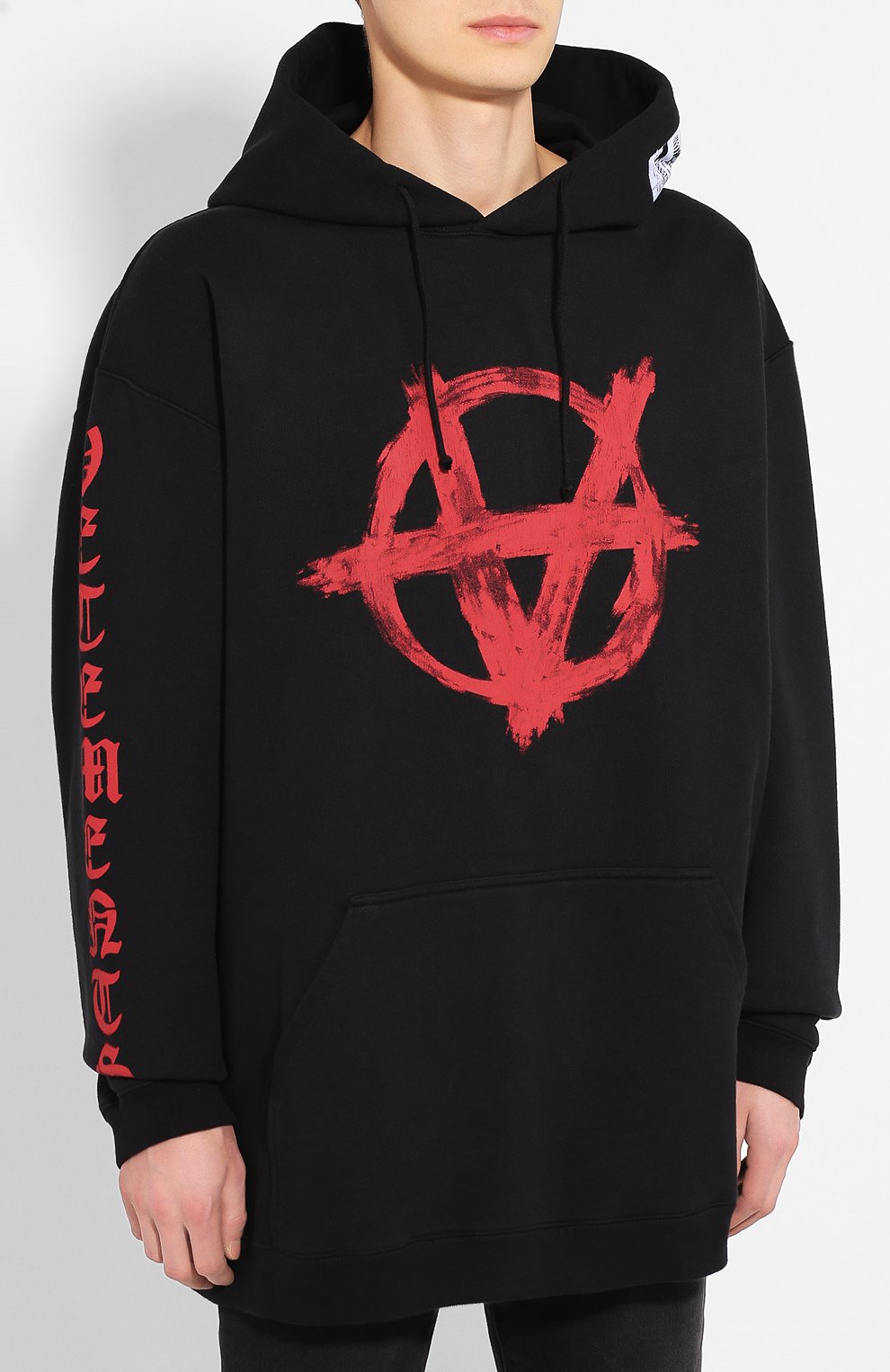 Хлопковое худи VETEMENTS черного цвета по цене 78550 руб., арт. SS20TR312 1620/M, фото 3 Хлопковое худи VETEMENTS, арт. SS20TR312 1620/M, фото 3