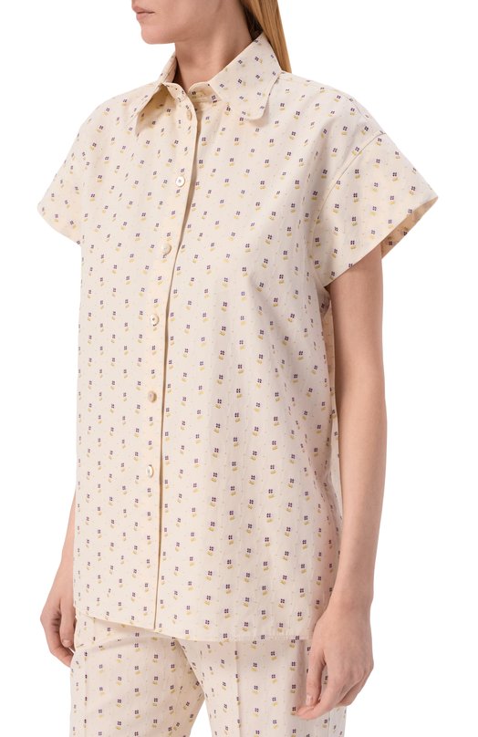 Рубашка из хлопка и вискозы Valentino 8B3AA0F0/A4K Кремовый  8B3AA0F0/A4K Фото 3