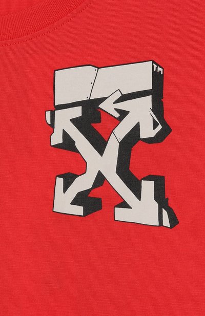 Хлопковая футболка OFF-WHITE красного цвета по цене 19650 руб., арт. 0BAA002F25JER00B/12+, фото 3 Хлопковая футболка OFF-WHITE, арт. 0BAA002F25JER00B/12+, фото 3