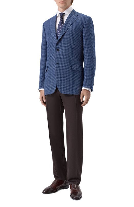 Пиджак изо льна и шерсти Brioni RG0D13/P8111 Синий  RG0D13/P8111 Фото 3