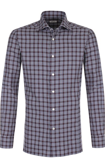 Хлопковая рубашка на кнопках в клетку KITON, арт. UMCNERCH0656006, фото 1