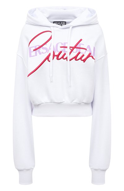 Женский хлопковое худи VERSACE JEANS COUTURE, арт. 72HAIT07-72DP314 6 EMBR0 C0TT0N FLEECE WHITE/CF01T