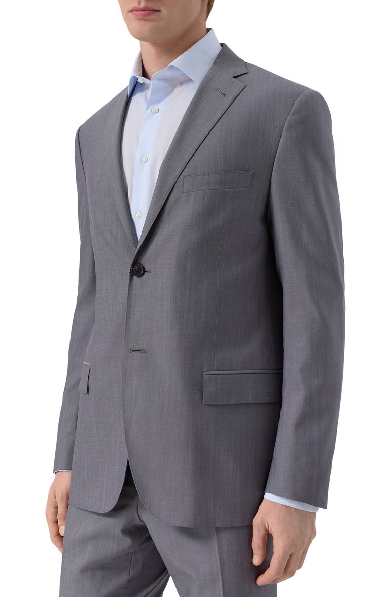 Мужской шерстяной костюм CORNELIANI серого цвета, арт. 256005-2518414_SET | Фото 4 (Материал внешний: Шерсть; Рукава: Длинные; Стили: Классический; Костюмы М: Однобортный)