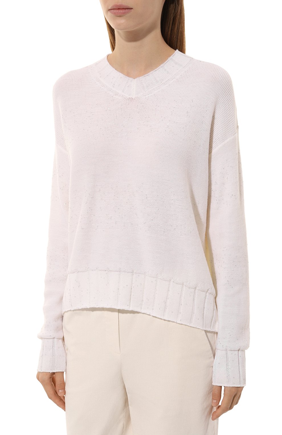 Шерстяной пуловер LORENA ANTONIAZZI белого цвета по цене 75150 руб., арт. A24117VM85A/2471, фото 3 Шерстяной пуловер LORENA ANTONIAZZI, арт. A24117VM85A/2471, фото 3