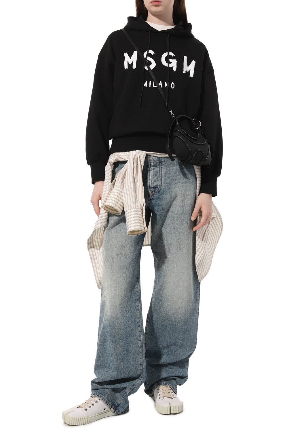 Хлопковое худи MSGM черного цвета по цене 18750 руб., арт. 2000MDM515 200000, фото 2 Хлопковое худи MSGM, арт. 2000MDM515 200000, фото 2