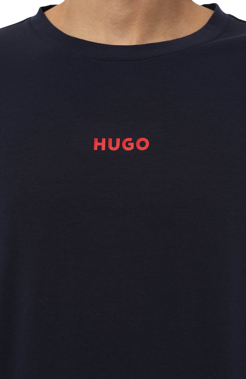 Хлопковый лонгслив HUGO темно-синего цвета по цене 6995 руб., арт. 50502399, фото 5 Хлопковый лонгслив HUGO, арт. 50502399, фото 5