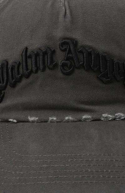 Хлопковая бейсболка PALM ANGELS темно-серого цвета по цене 26450 руб., арт. PWLB032F25FAB005, фото 3 Хлопковая бейсболка PALM ANGELS, арт. PWLB032F25FAB005, фото 3
