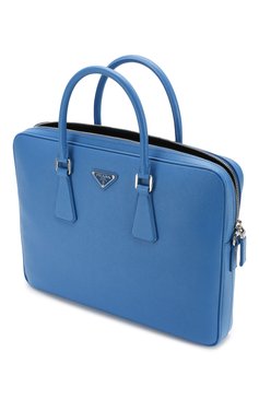 Мужская кожаная сумка для ноутбука PRADA синего цвета, арт. 2VE368-9Z2-F0NOF | Фото 4 (Ремень/цепочка: На ремешке; Материал: Натуральная кожа; Статус проверки: Проверена категория, Проверено; Размер: large)