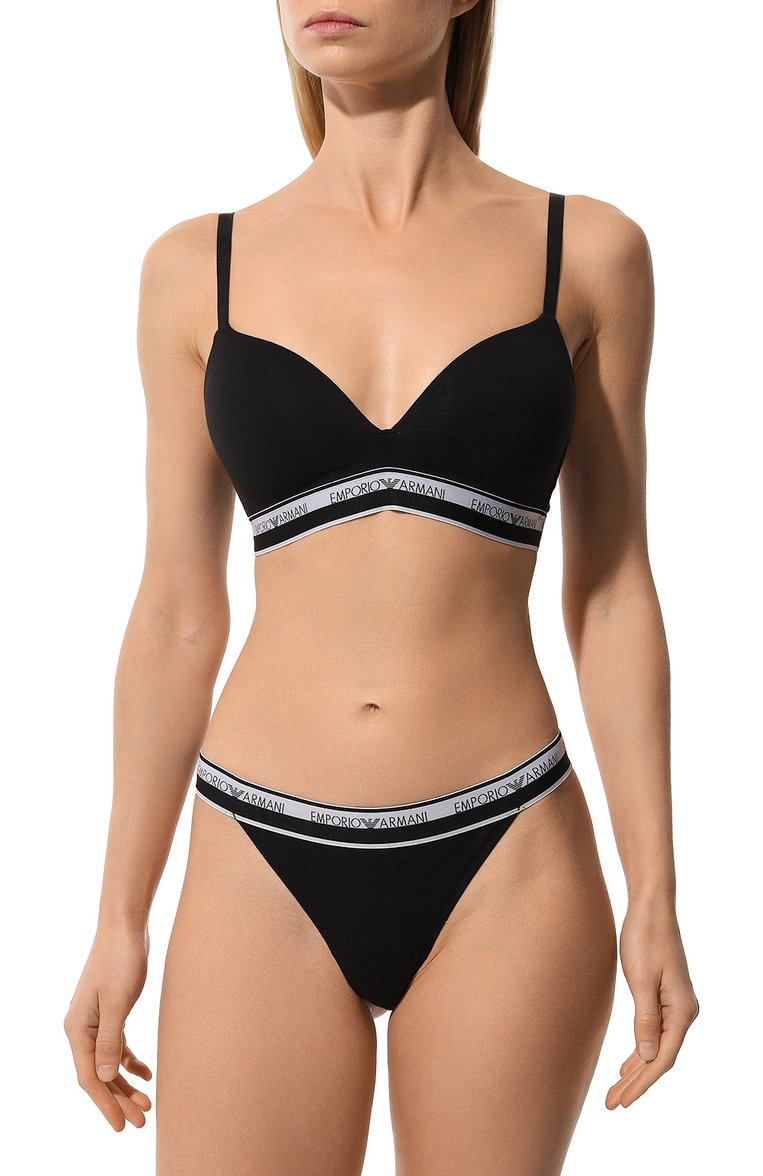 Женские комплект из двух пар трусов EMPORIO ARMANI черного цвета, арт. 164522/4R227 | Фото 2 (Материал внешний: Хлопок; Нос: Не проставлено)