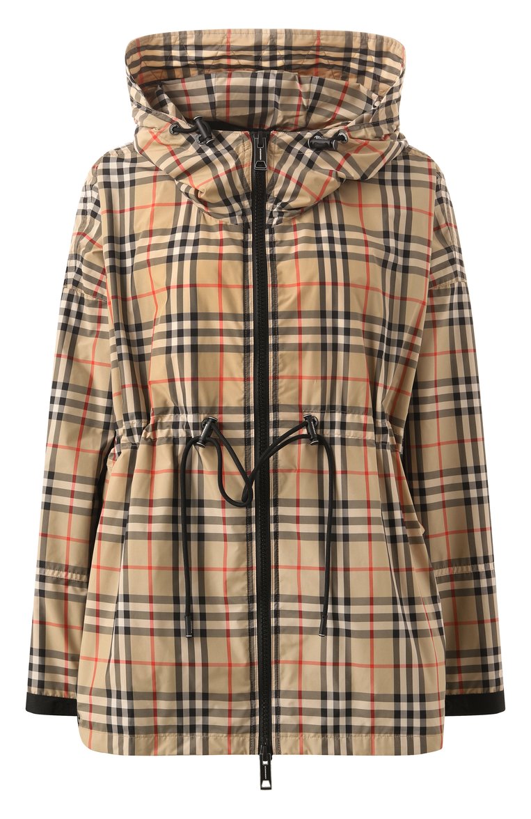 Женская ветровка BURBERRY бежевого цвета, арт. 8062947 | Фото 1 (Рукава: Длинные; Материал подклада: Синтетический материал; Длина (верхняя одежда): Короткие; Стили: Кэжуэл; Кросс-КТ: Ветровки, Куртка; Материал внешний: Синтетический материал)