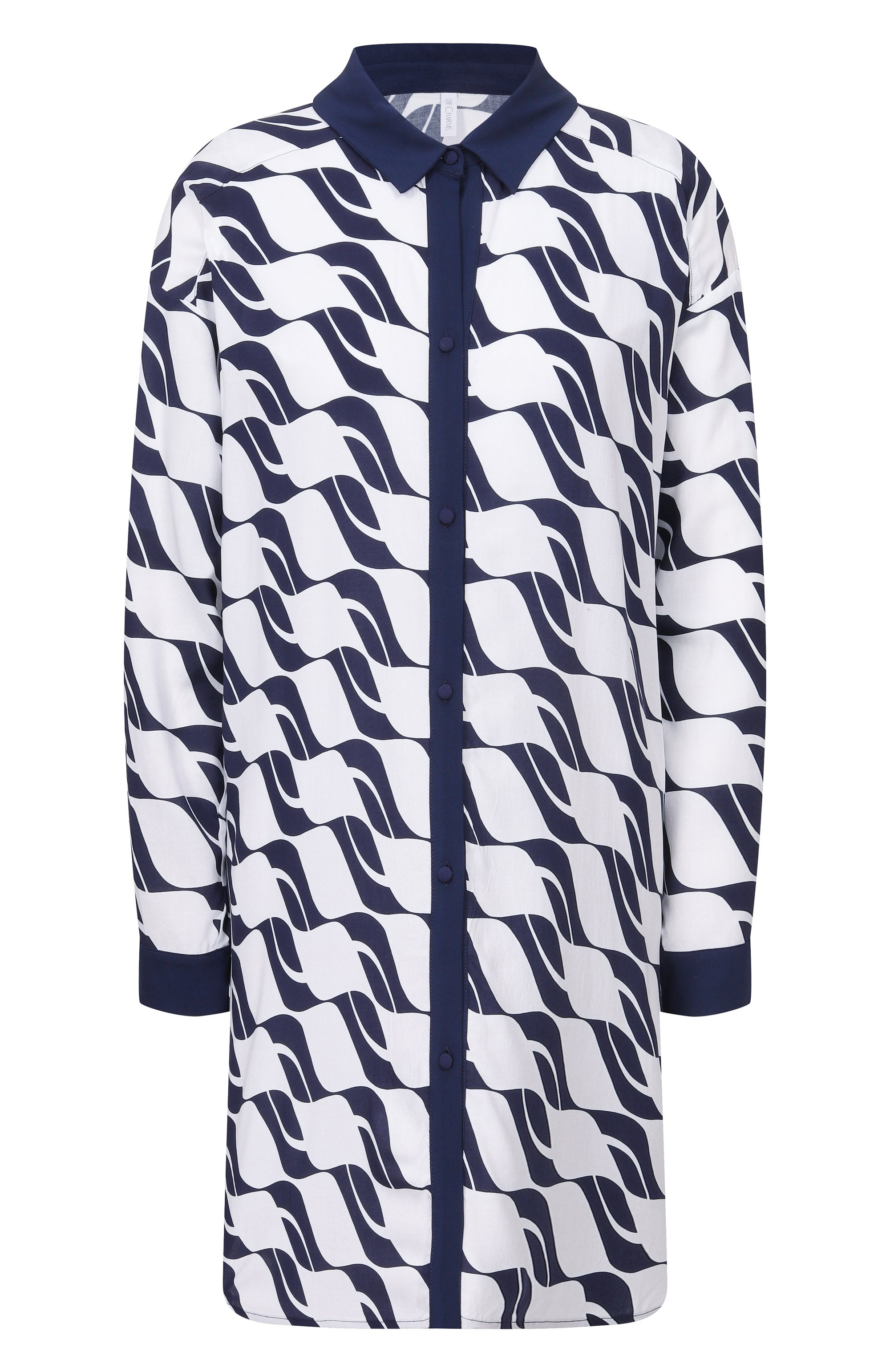 Туника из вискозы LISE CHARMEL синего цвета по цене 47050 руб., арт. ASB2196, фото 1 Туника из вискозы LISE CHARMEL, арт. ASB2196, фото 1