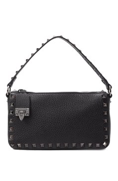 Женская сумка rockstud small VALENTINO черного цвета, арт. 5W2B0J47/HAD | Фото 1 (Ремень/цепочка: На ремешке; Драгоценные камни: Проставлено; Материал сплава: Проставлено; Материал: Натуральная кожа; Размер: small)