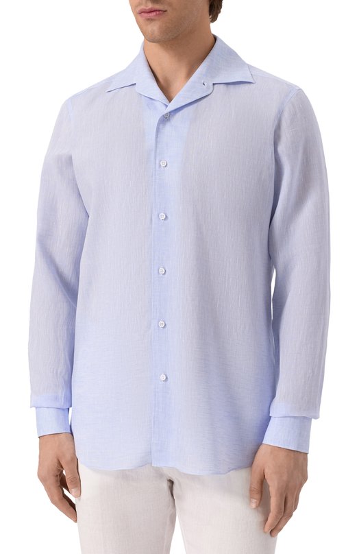 Льняная рубашка MVST M0RBIDA/R0BERT0/R0UND/F3411308-LINEN Голубой  M0RBIDA/R0BERT0/R0UND/F3411308-LINEN Фото 3