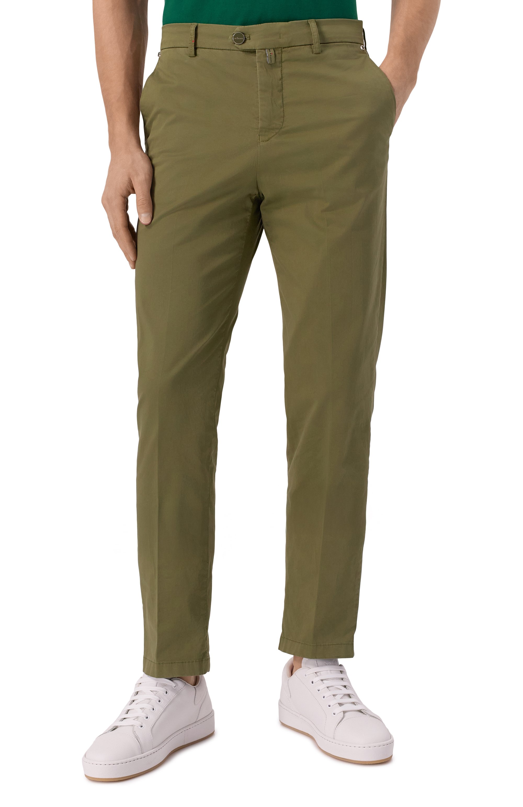 Хлопковые брюки KITON хаки цвета по цене 110500 руб., арт. UFPPEK0600F08, фото 3 Хлопковые брюки KITON, арт. UFPPEK0600F08, фото 3