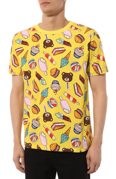 Хлопковая футболка MOSCHINO желтого цвета по цене 11000 руб., арт. A0712/9413, фото 3 Хлопковая футболка MOSCHINO, арт. A0712/9413, фото 3