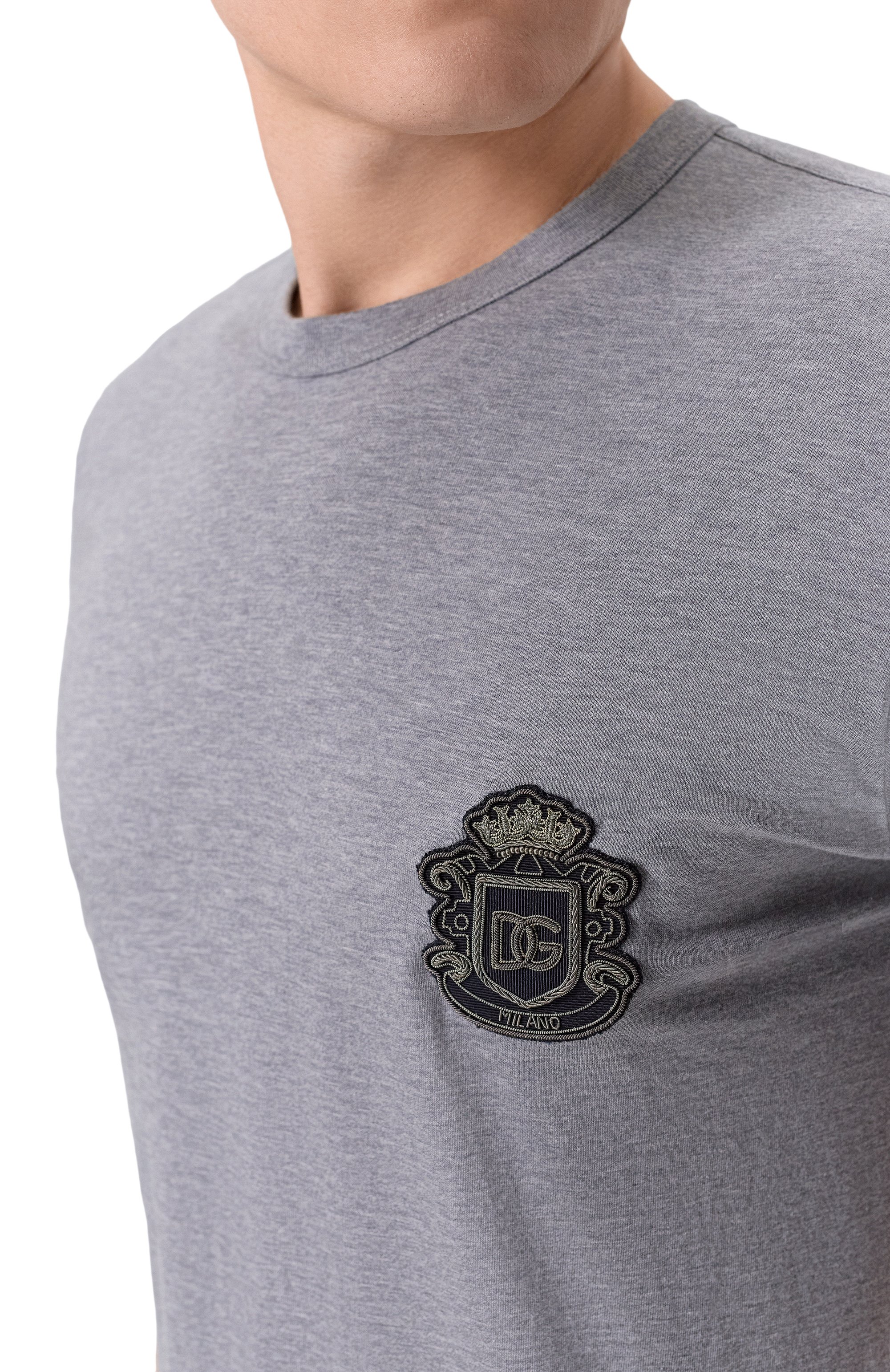 Хлопковая футболка DOLCE & GABBANA серого цвета по цене 85850 руб., арт. G8PT1Z/G7PZU, фото 5 Хлопковая футболка DOLCE & GABBANA, арт. G8PT1Z/G7PZU, фото 5