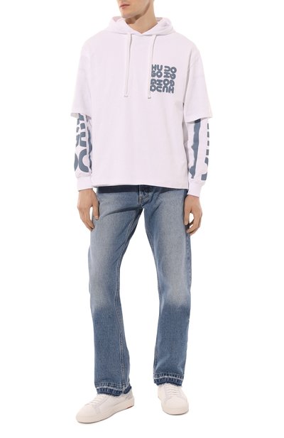 Хлопковое худи HUGO белого цвета по цене 14570 руб., арт. 50487545, фото 2 Хлопковое худи HUGO, арт. 50487545, фото 2