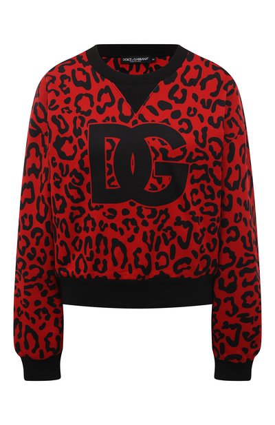Хлопковый свитшот DOLCE & GABBANA красного цвета по цене 87450 руб., арт. F9L05T/HI765, фото 1 Хлопковый свитшот DOLCE & GABBANA, арт. F9L05T/HI765, фото 1