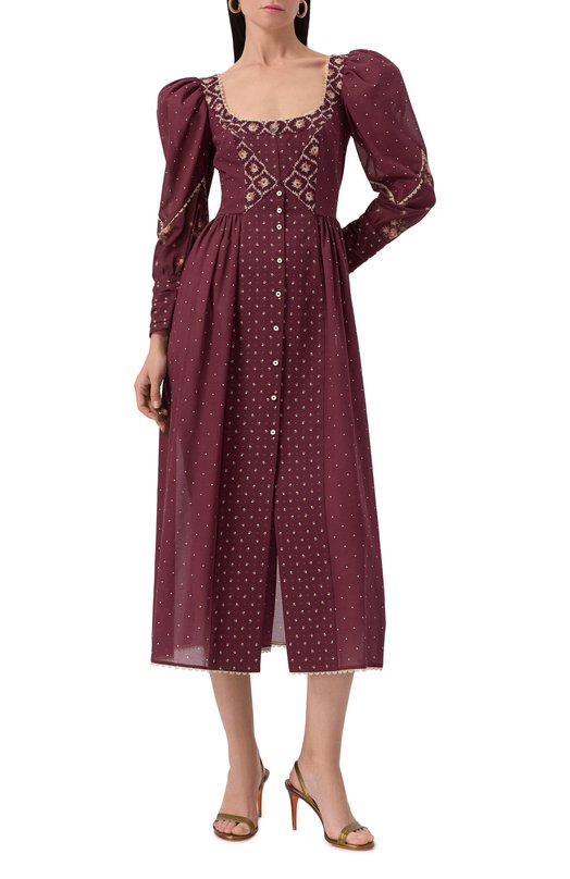 Хлопковое платье Ulyana Sergeenko ABM011SS24P1112Т24 Бордовый  ABM011SS24P1112Т24 Фото 2