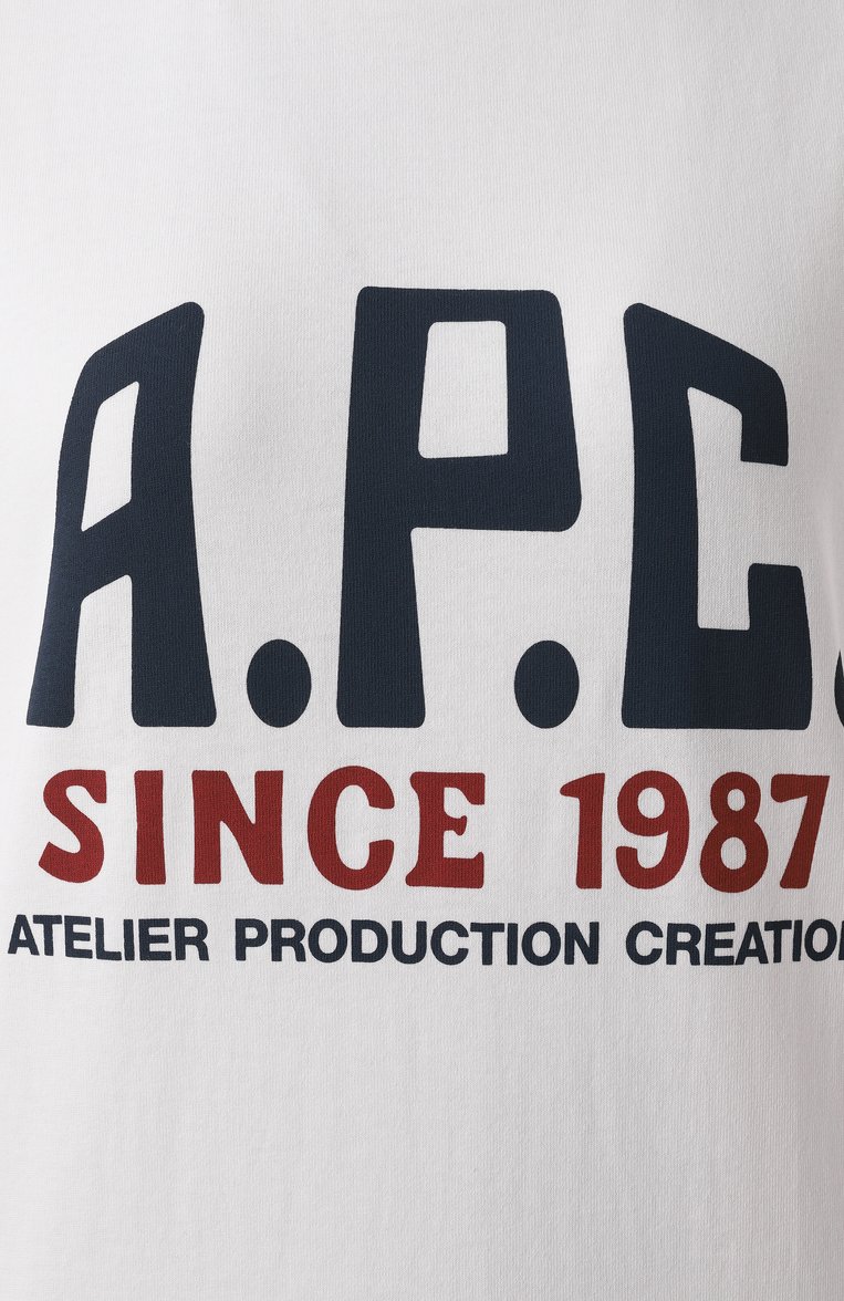 Женская хлопковая футболка A.P.C. белого цвета, арт. C0HBU-M26442 | Фото 6 (Рукава: Короткие; Длина (для топов): Стандартные; Стили: Кэжуэл; Принт: С принтом; Материал внешний: Хлопок)
