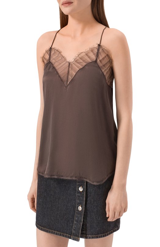 Шелковый топ Iro WP16BERWYN Коричневый  WP16BERWYN Фото 3