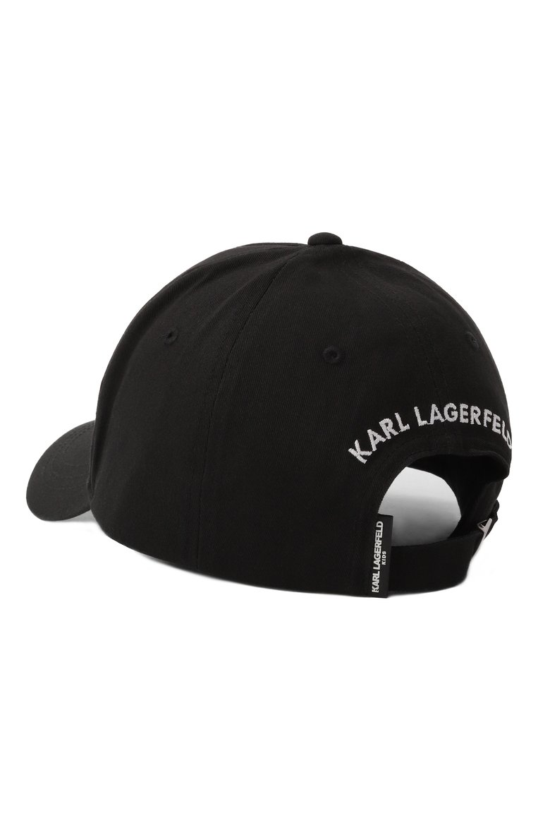 Детская хлопковая бейсболка KARL LAGERFELD KIDS черного цвета, арт. Z30398 | Фото 2 (Материал: Хлопок, Текстиль; Нос: Не проставлено; Автоматизация состава: Проставлено)