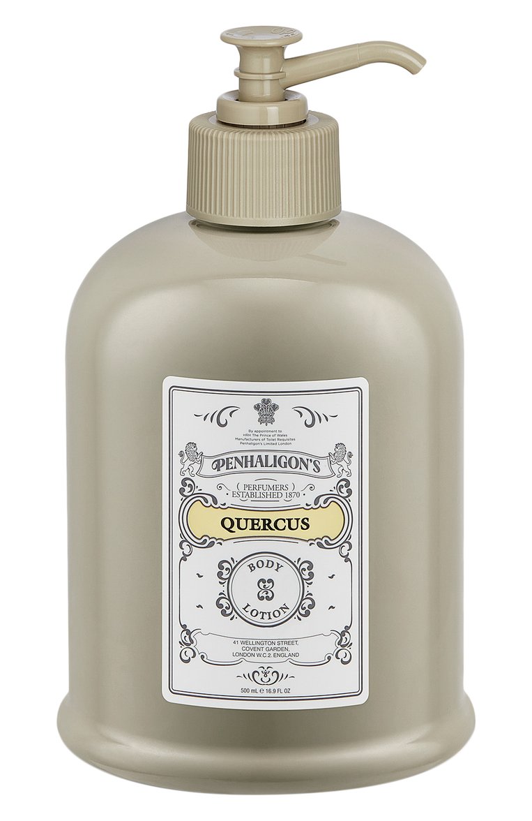 Лосьон для рук и тела quercus (500ml) PENHALIGON'S бесцветного цвета, арт. 5056245035029 | Фото 1 (Нос: Не проставлено; Региональные ограничения белый список (Axapta Mercury): Не проставлено; Назначение: Для тела, Для рук; Тип продукта: Лосьоны)
