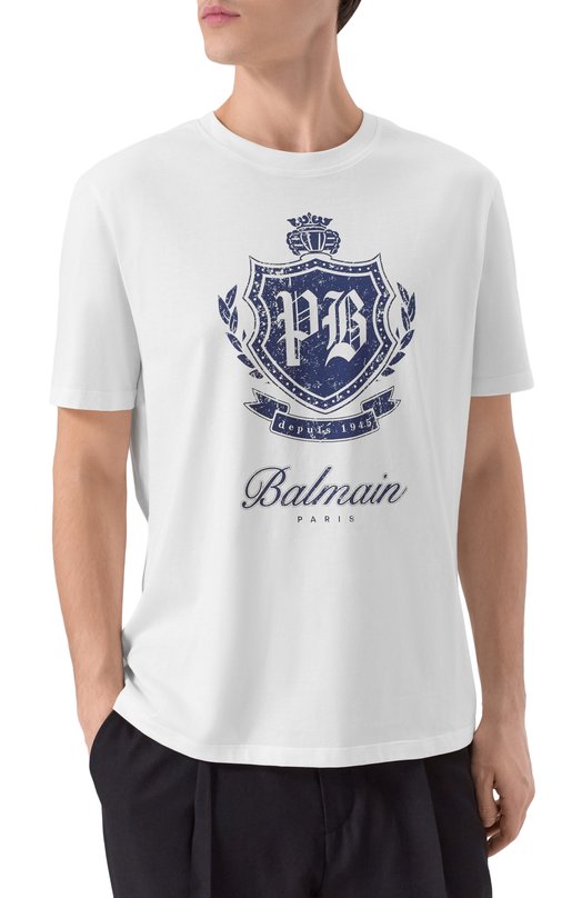 Хлопковая футболка Balmain FH0EG000/GF33 Белый  FH0EG000/GF33 Фото 3