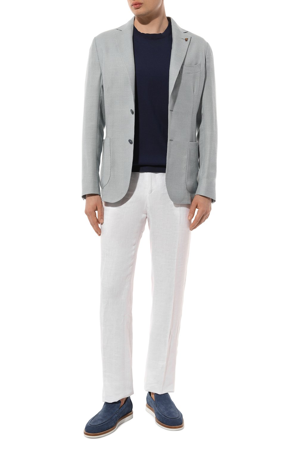 Хлопковый джемпер ZEGNA синего цвета по цене 83300 руб., арт. UDC90A7/C10, фото 2 Хлопковый джемпер ZEGNA, арт. UDC90A7/C10, фото 2