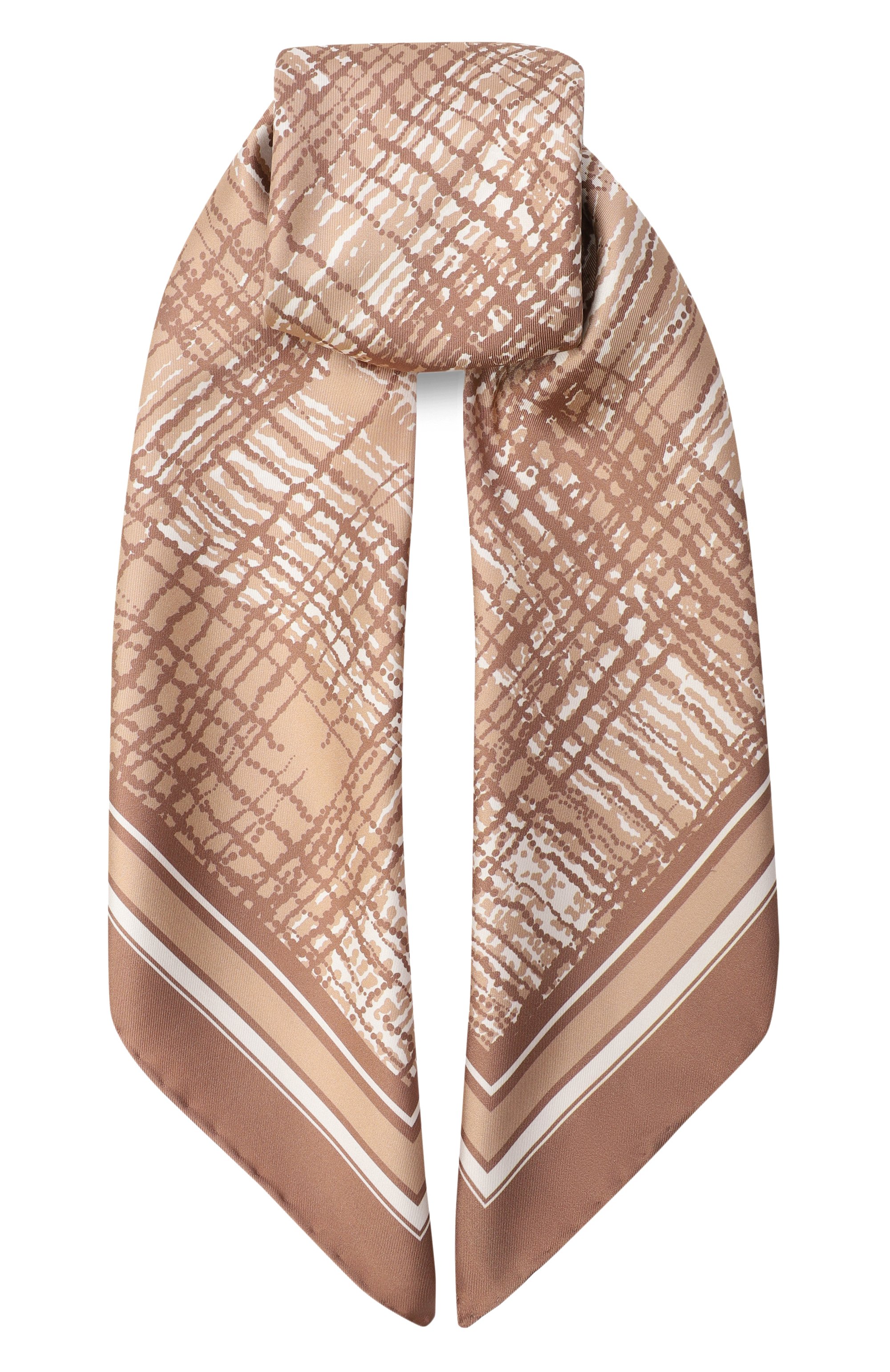 Шелковый платок KITON коричневого цвета по цене 53850 руб., арт. D53754K0953H05, фото 1 Шелковый платок KITON, арт. D53754K0953H05, фото 1