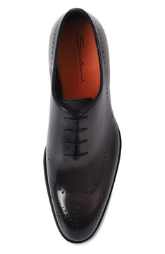 Мужские кожаные оксфорды SANTONI темно-серого цвета, арт. MCCG18542MC8HFUL | Фото 6 (Стили: Классический; Нос: Не проставлено; Мужское Кросс-КТ: Броги-обувь; Материал сплава: Проставлено; Материал внутренний: Натуральная кожа; Материал внешний: Натуральная кожа)