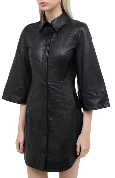 Кожаное платье GANNI черного цвета по цене 62300 руб., арт. F5003, фото 3 Кожаное платье GANNI, арт. F5003, фото 3