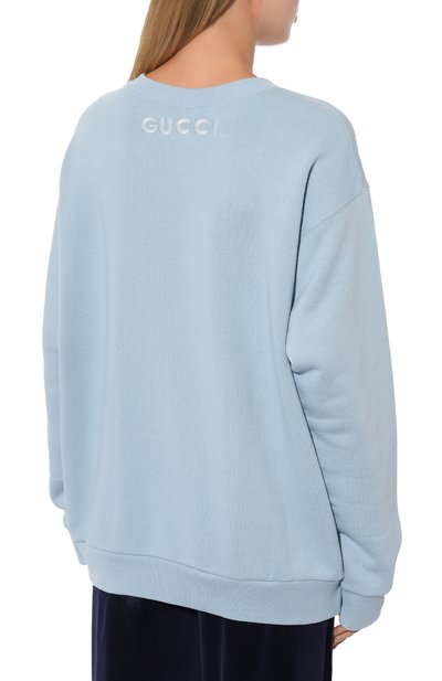 Хлопковый свитшот GUCCI голубого цвета по цене 122400 руб., арт. 617964 XJDC9, фото 4 Хлопковый свитшот GUCCI, арт. 617964 XJDC9, фото 4