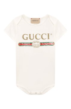 Детское комплект из трех предметов GUCCI белого цвета, арт. 516326/X9U05/9-12M | Фото 2 (Материал внешний: Хлопок)