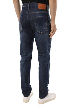 Мужские джинсы DSQUARED2 темно-синего цвета, арт. S74LB1315/S30342 | Фото 4 (Силуэт М (брюки): Прямые; Кросс-КТ: Деним; Длина (брюки, джинсы): Стандартные; Материал сплава: Проставлено; Материал внешний: Хлопок, Деним; Детали: Потертости; Драгоценные камни: Проставлено; Стили: Кэжуэл)