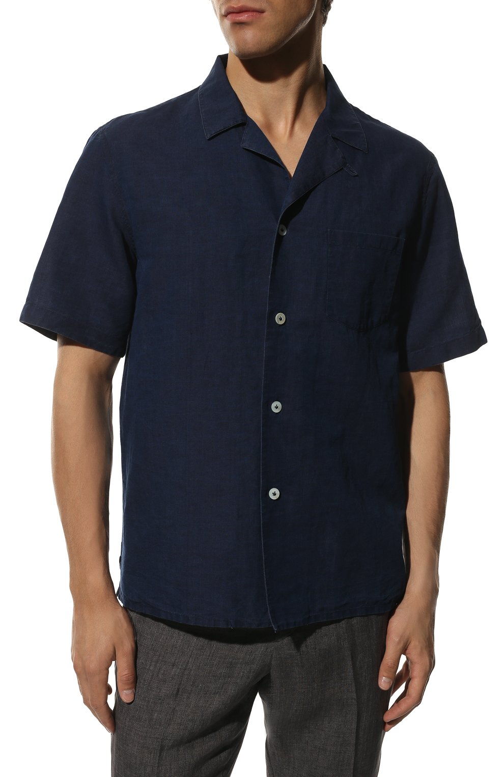 Рубашка изо льна и хлопка ALESSANDRO GHERARDI темно-синего цвета по цене 24750 руб., арт. B0WLING/10AU, фото 3 Рубашка изо льна и хлопка ALESSANDRO GHERARDI, арт. B0WLING/10AU, фото 3