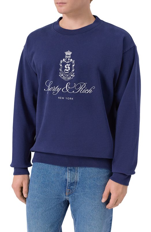 Хлопковый свитшот Sporty and Rich ST071602231BL106 Синий  ST071602231BL106 Фото 3