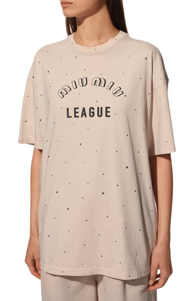 Хлопковая футболка MIU MIU, арт. MJN357-1ZFS-F0036, фото 3