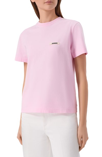 Хлопковая футболка JACQUEMUS розового цвета по цене 25100 руб., арт. 25HTSW00550/AJ00029, фото 3 Хлопковая футболка JACQUEMUS, арт. 25HTSW00550/AJ00029, фото 3