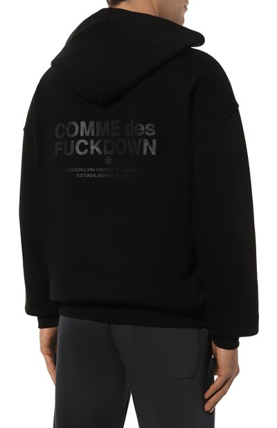 Хлопковое худи COMME DES FUCKDOWN черного цвета по цене 13250 руб., арт. CFABM01325, фото 4 Хлопковое худи COMME DES FUCKDOWN, арт. CFABM01325, фото 4