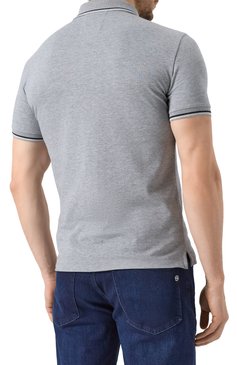 Мужское хлопковое поло EMPORIO ARMANI серого цвета, арт. 8N1FB4/1JPTZ | Фото 4 (Длина (для топов): Стандартные; Рукава: Короткие; Стили: Кэжуэл; Принт: Без принта; Застежка: Пуговицы; Материал внешний: Хлопок; Кросс-КТ: Джерси; Мужское Кросс-КТ: Футболка-одежда)