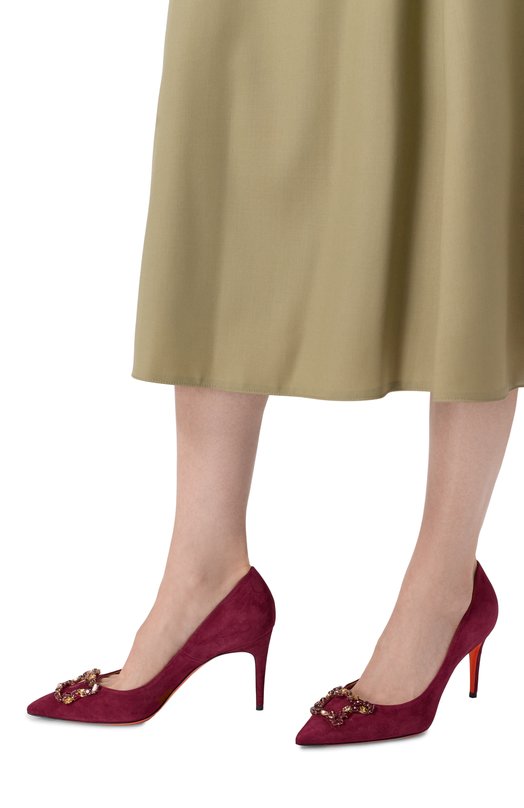 Замшевые туфли Santoni WDIG71889HI2NMGD Бордовый  WDIG71889HI2NMGD Фото 2