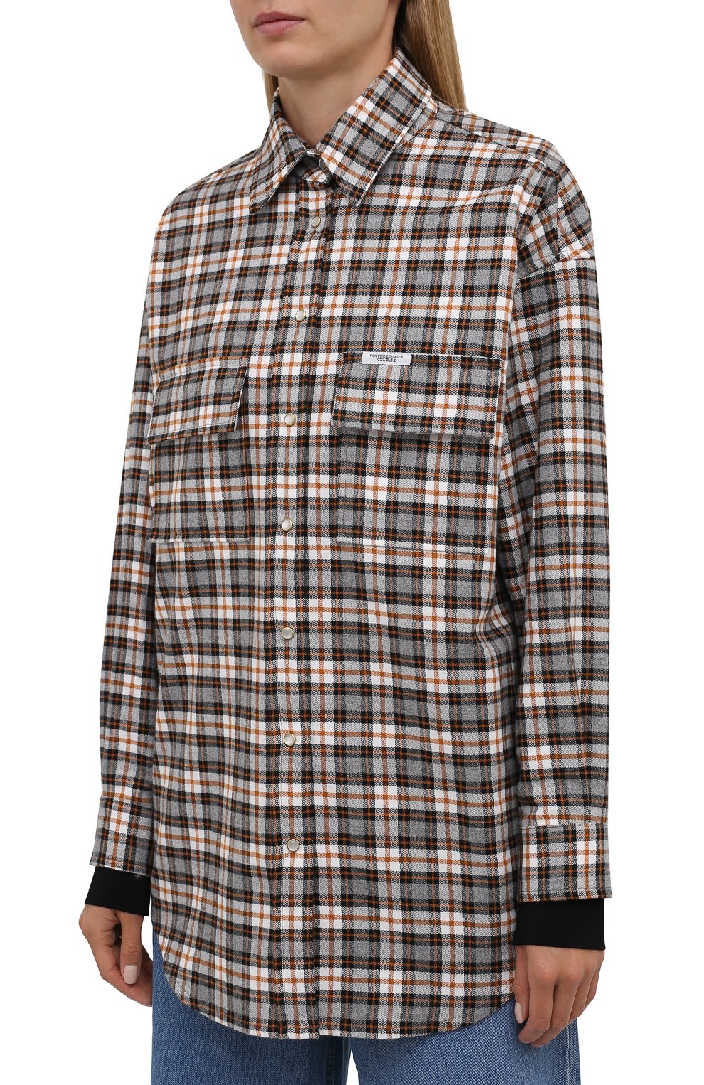 Хлопковая рубашка FORTE DEI MARMI COUTURE коричневого цвета по цене 32400 руб., арт. 21WF1108, фото 3 Хлопковая рубашка FORTE DEI MARMI COUTURE, арт. 21WF1108, фото 3