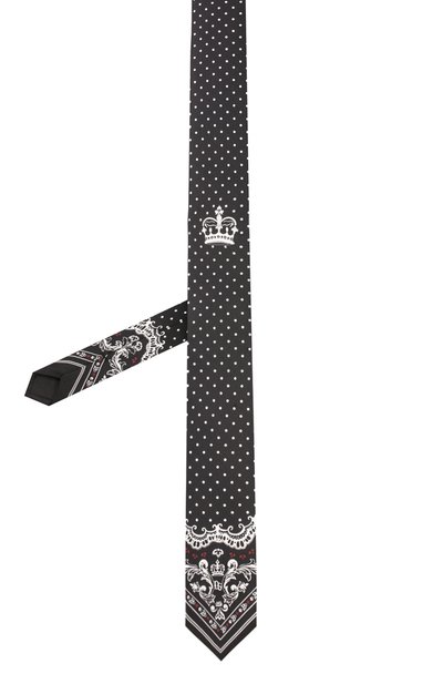 Шелковый галстук DOLCE & GABBANA черно-белого цвета по цене 23450 руб., арт. GT149E/G0WLN, фото 2 Шелковый галстук DOLCE & GABBANA, арт. GT149E/G0WLN, фото 2